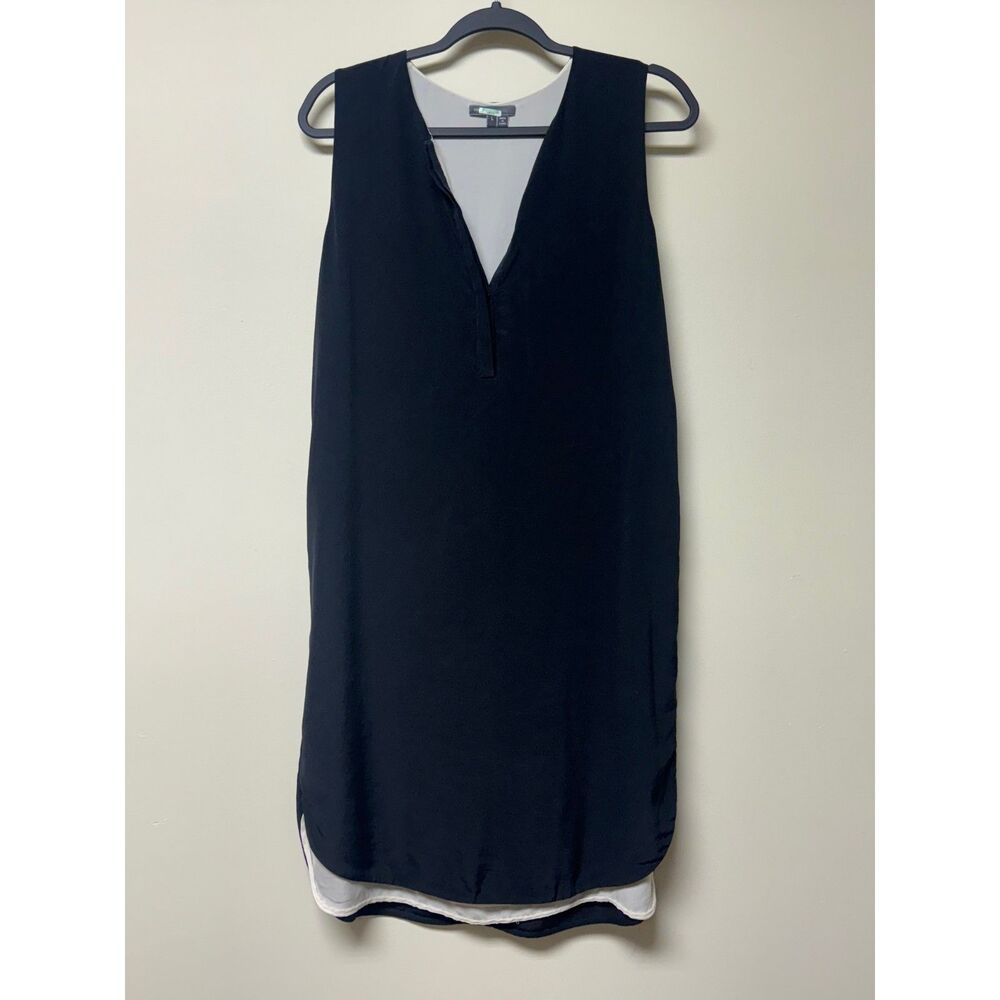Vince Black and White Sleeveless Silk Dress - Picture 2 of 10